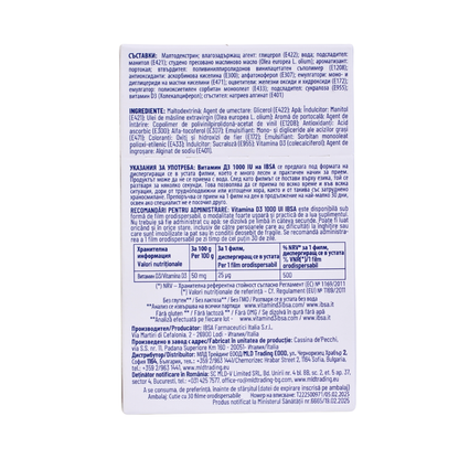 VITAMINA D3 IBSA 1000 UI cutie cu 30 filme ODF